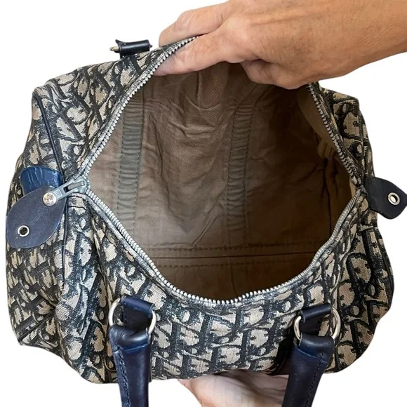 Christian Dior Blue Canvas Trotter Boston Bag - Picture 6 of 11